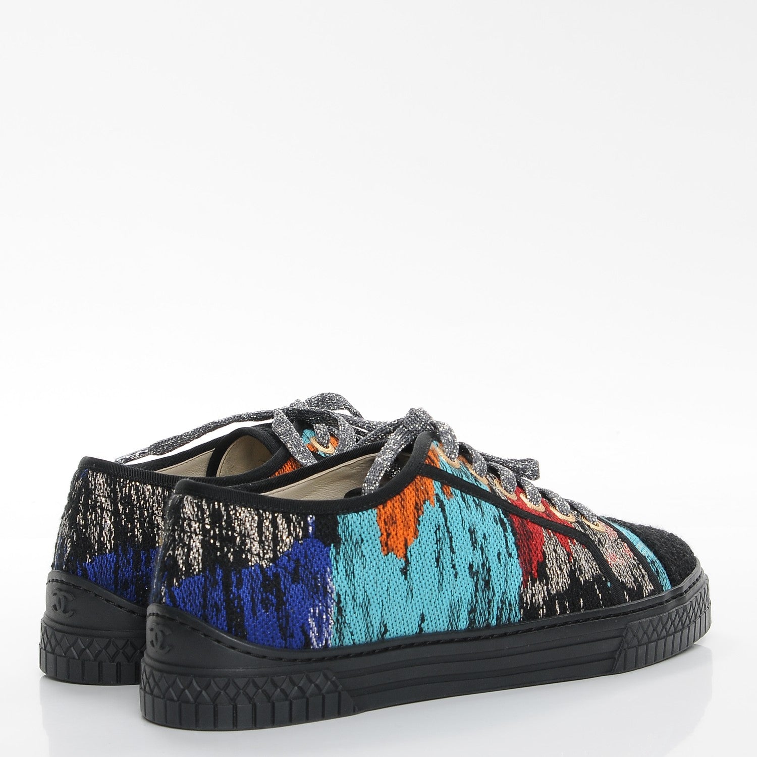 Chanel Tweed Low Top Sneakers 39 Multicolor Black 4 of 9