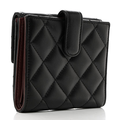 Chanel Lambskin Quilted Compact French Flap Wallet Black 3 of 10