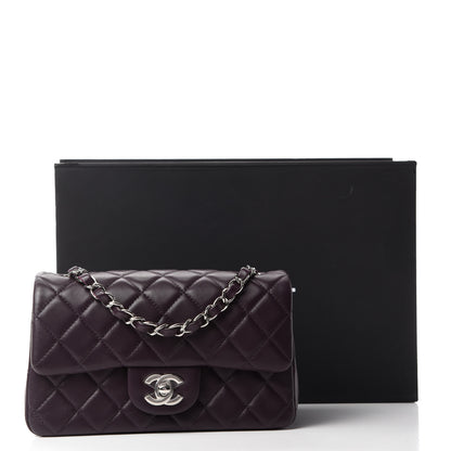 Chanel Lambskin Quilted Mini Rectangular Flap Dark Purple 11 of 11