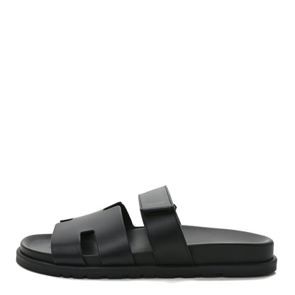 Hermes Calfskin Mens Chypre Sandals 42.5 Black 1 of 7