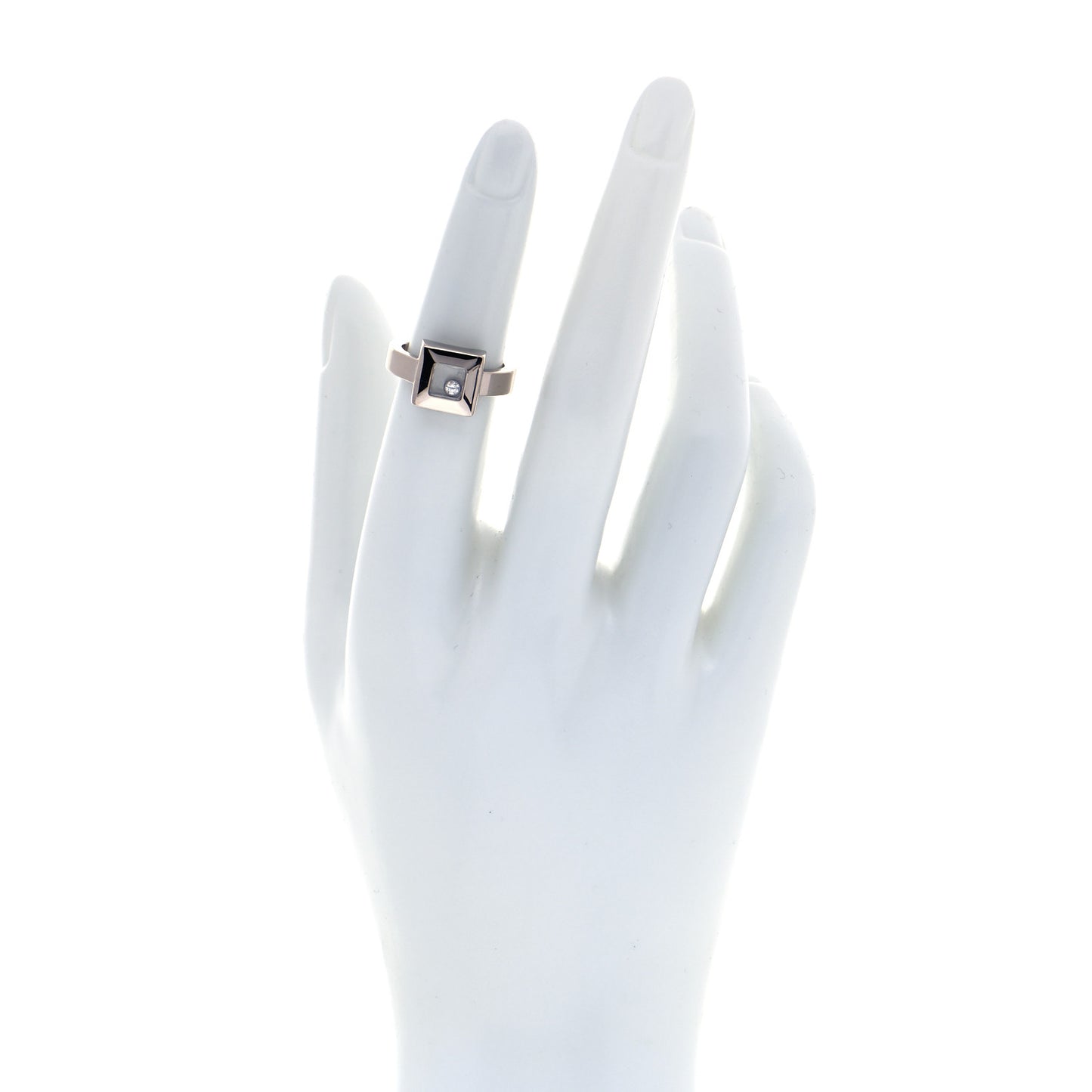 18K White Gold Diamond Happy Diamond Square Ring 50 5.25