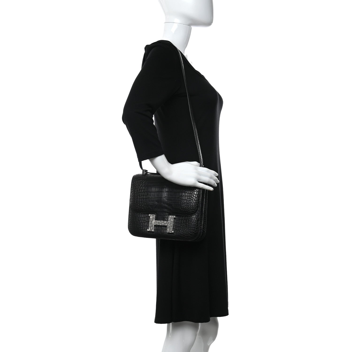 Hermes Matte Alligator Lizard Constance 24 Black Ombre 2 of 9