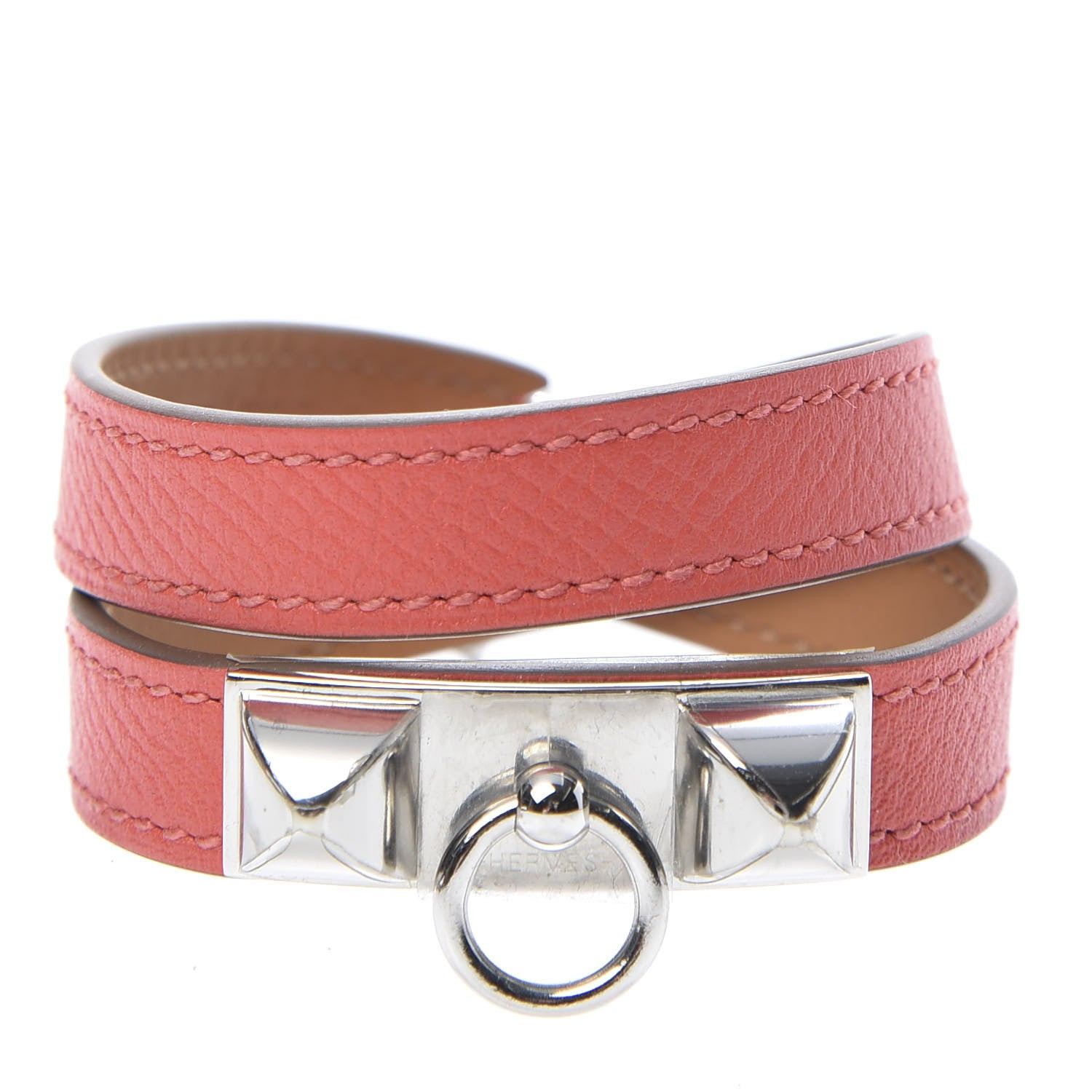 Hermes Epsom Rivale Double Tour Bracelet S Rose Jaipur 1 of 6