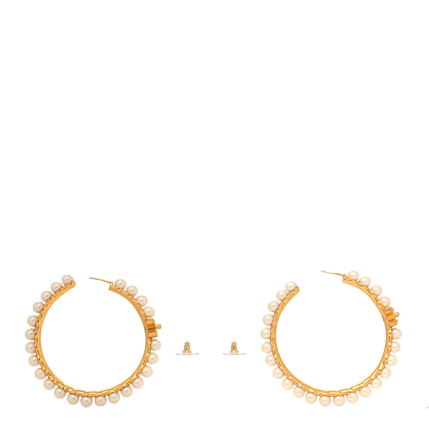 Chanel Pearl CC More Is More Hoop Earrings Gold 3 of 4