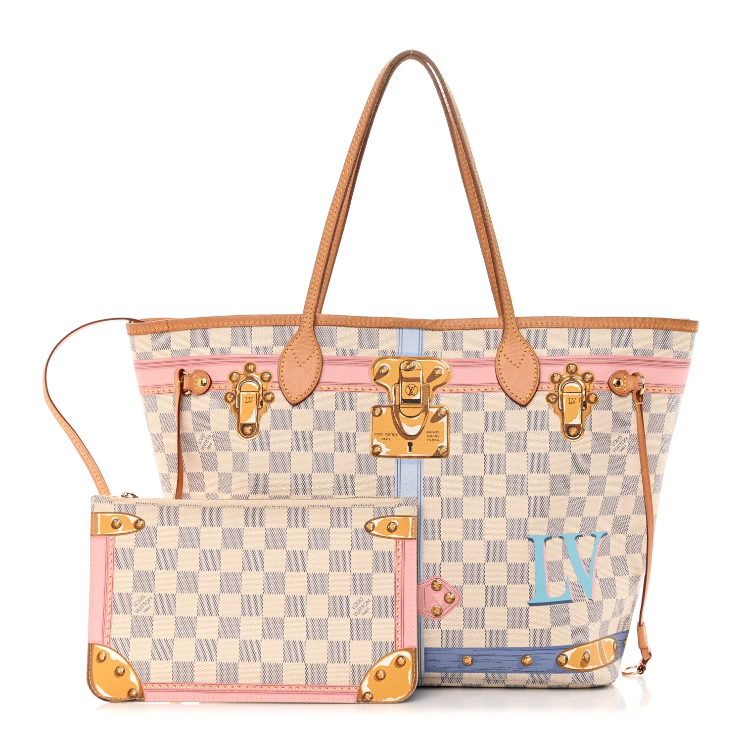 Louis Vuitton Damier Azur Summer Trunks Neo Neverfull MM 1 of 19