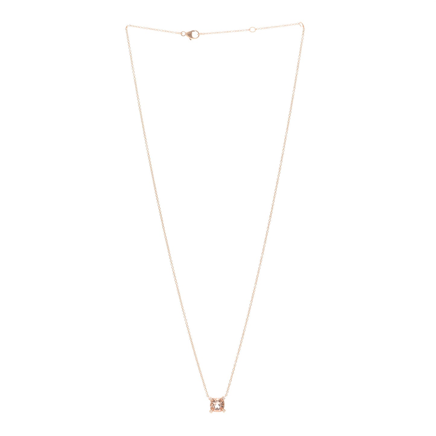 18K Rose Gold Diamond Morganite 7mm Petite Chatelaine Pendant Necklace