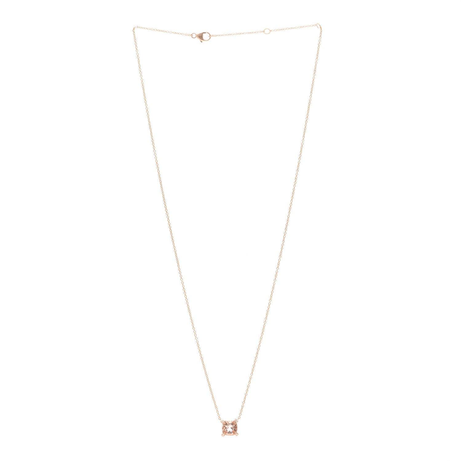 David Yurman 18K Rose Gold Diamond Morganite 7mm Petite Chatelaine Pendant Necklace 3 of 4