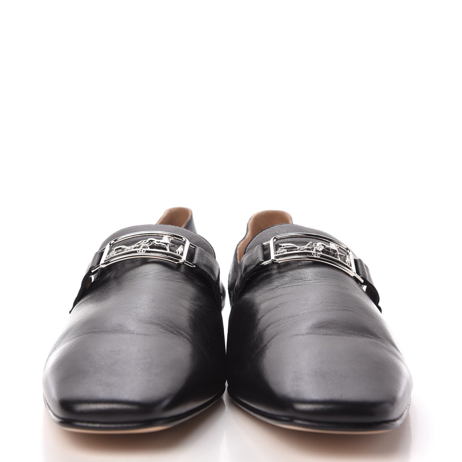 Hermes Supple Goatskin Womens Time Loafers 41 Black 2 of 9