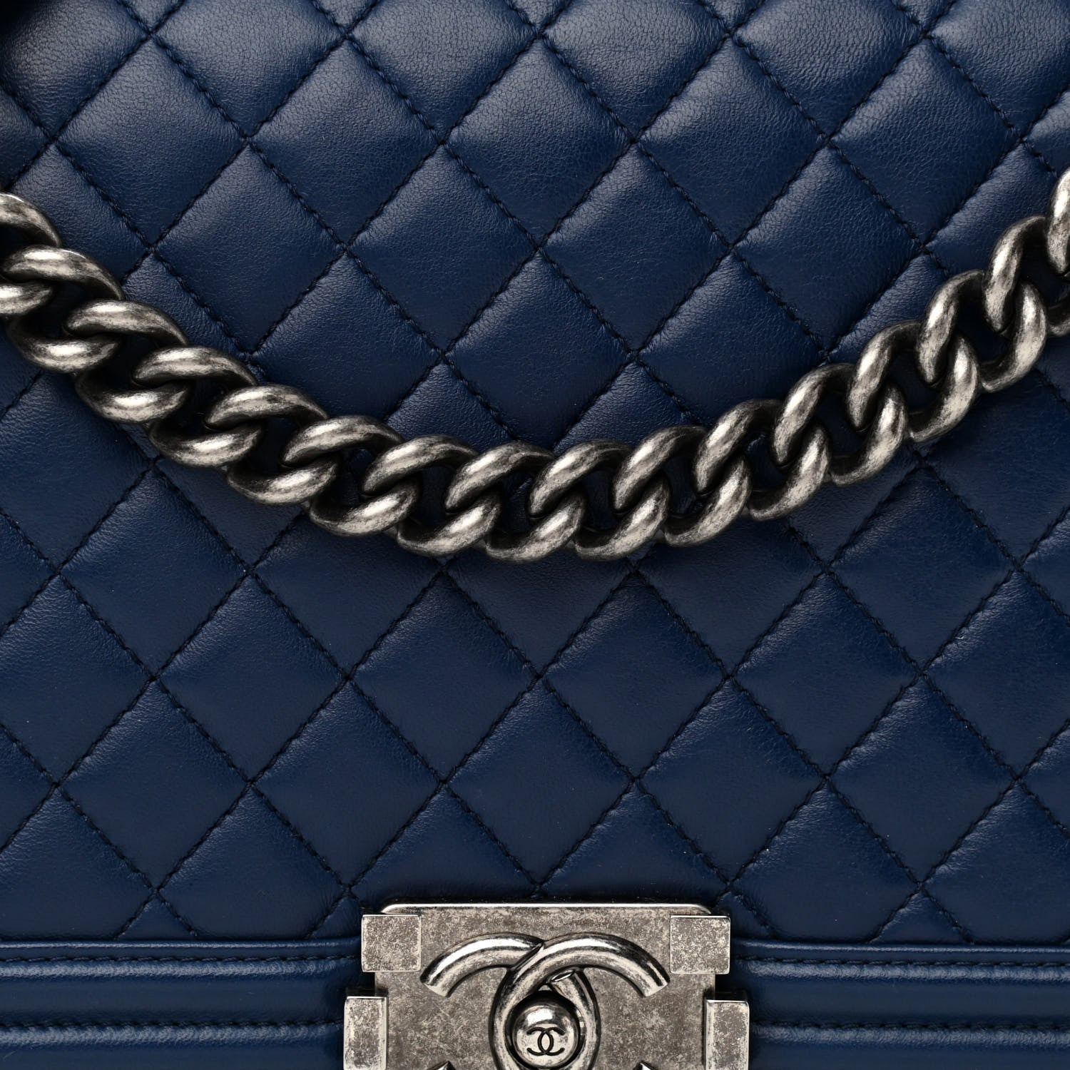 Chanel Lambskin Quilted New Medium Boy Flap Navy 8 of 11