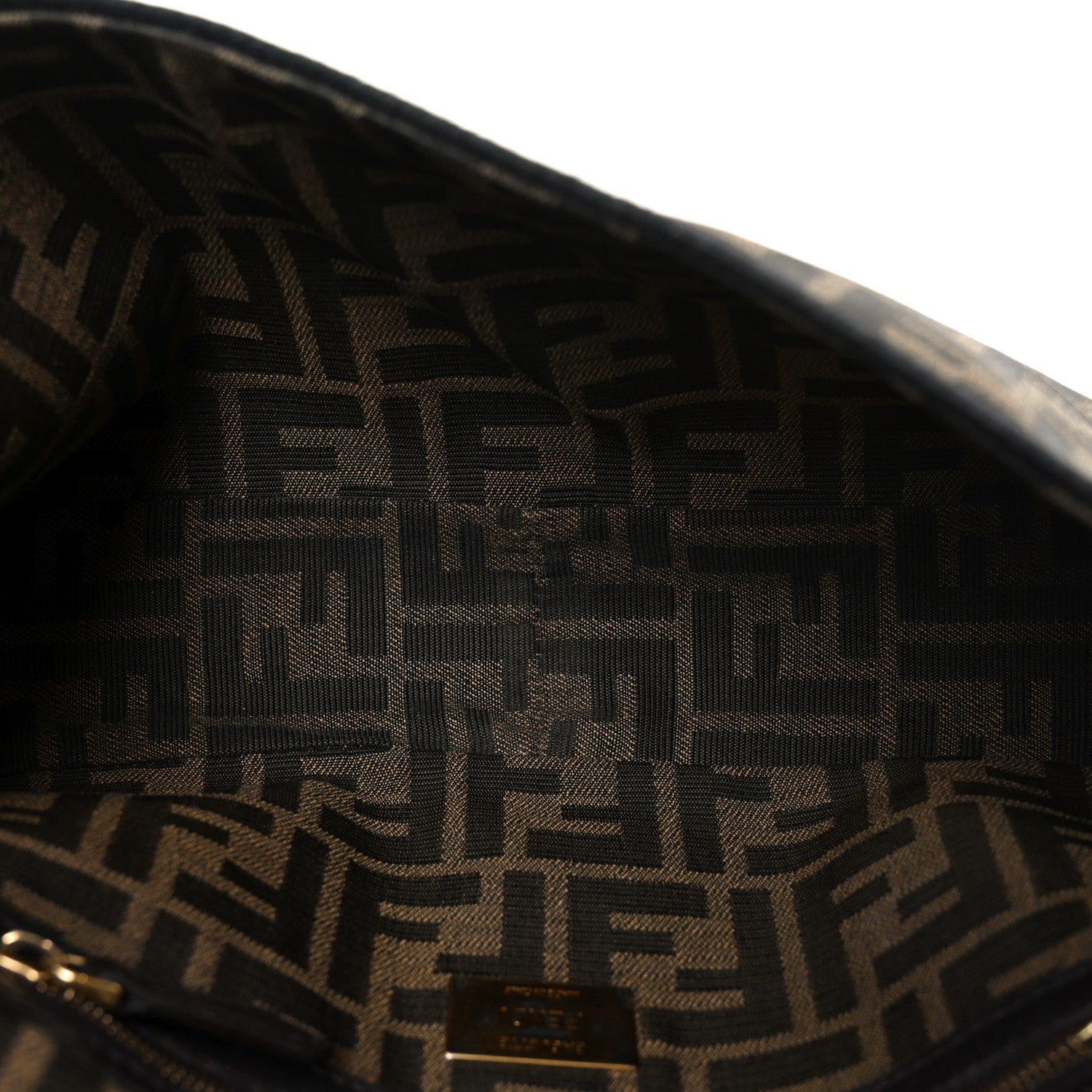 Fendi Fabric Jacquard FF 1974 Medium Baguette Tobacco Moro Black 5 of 10