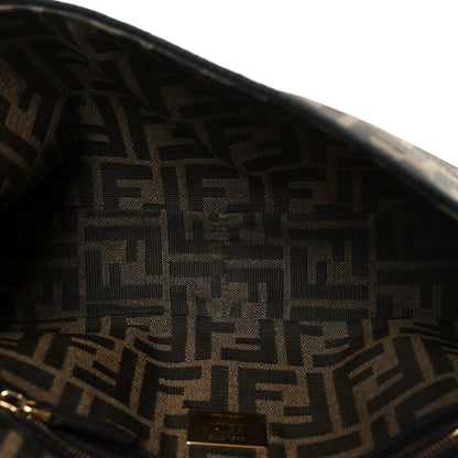 Fendi Fabric Jacquard FF 1974 Medium Baguette Tobacco Moro Black 5 of 10
