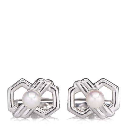 Mikimoto Sterling Silver Pearl Cufflinks 1 of 5