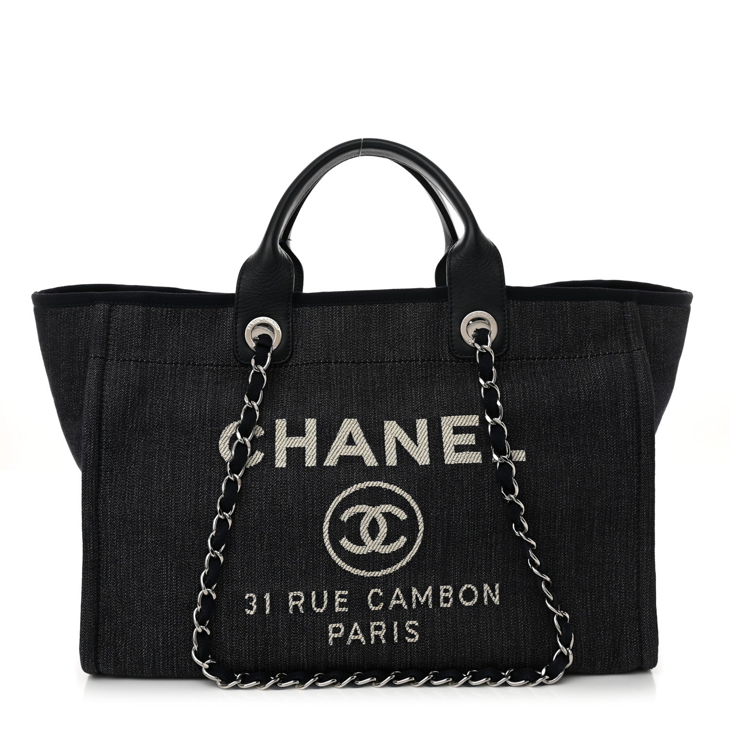 Chanel Denim Medium Deauville Tote Dark Blue 1 of 13