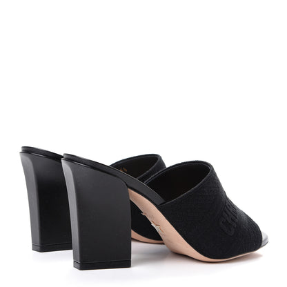Christian Dior Cotton Embroidered D-Way Heeled Slide Sandal 36.5 Black 4 of 10