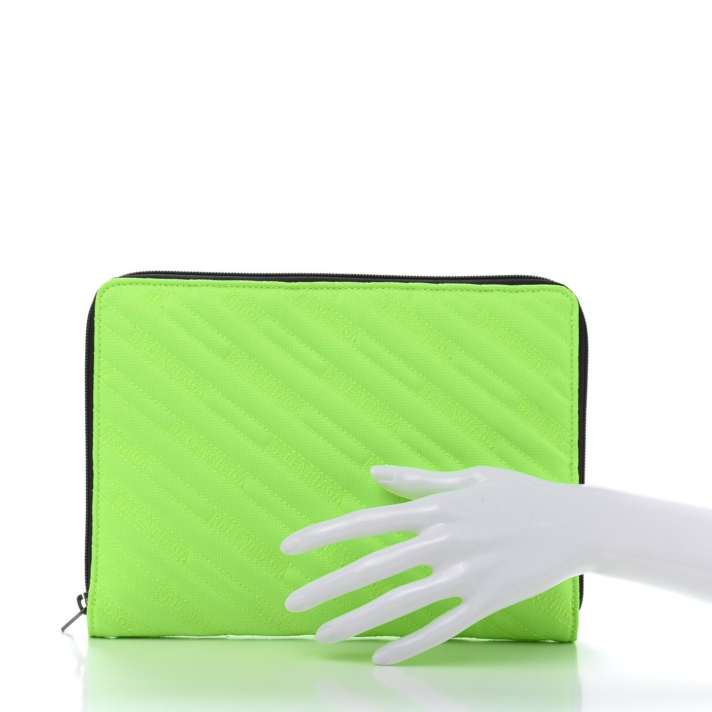 Nylon Logo Matelasse Explorer Zip Around Tablet Pouch Light Fluo Green