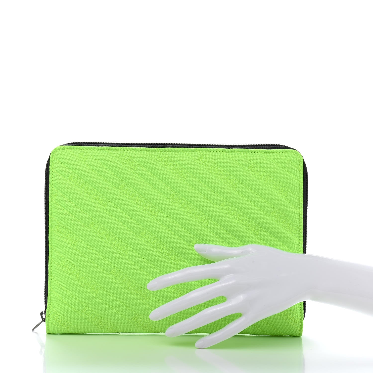 Balenciaga Nylon Logo Matelasse Explorer Zip Around Tablet Pouch Light Fluo Green 2 of 8