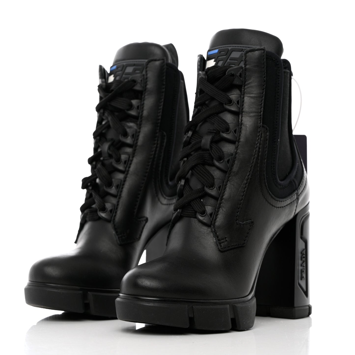 Vitello Montana Neoprene Lace Up Chelsea 110mm Ankle Boots 35 Black