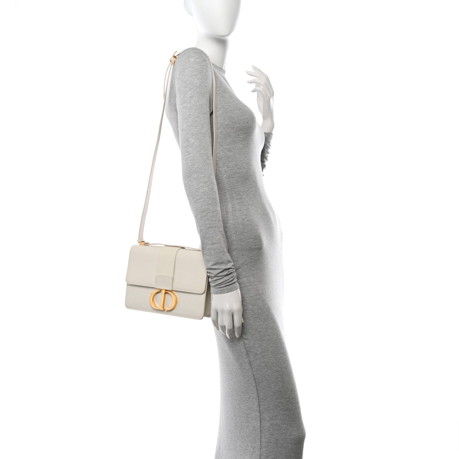 Christian Dior Grained Calfskin 30 Montaigne Flap Bag Latte 3 of 12
