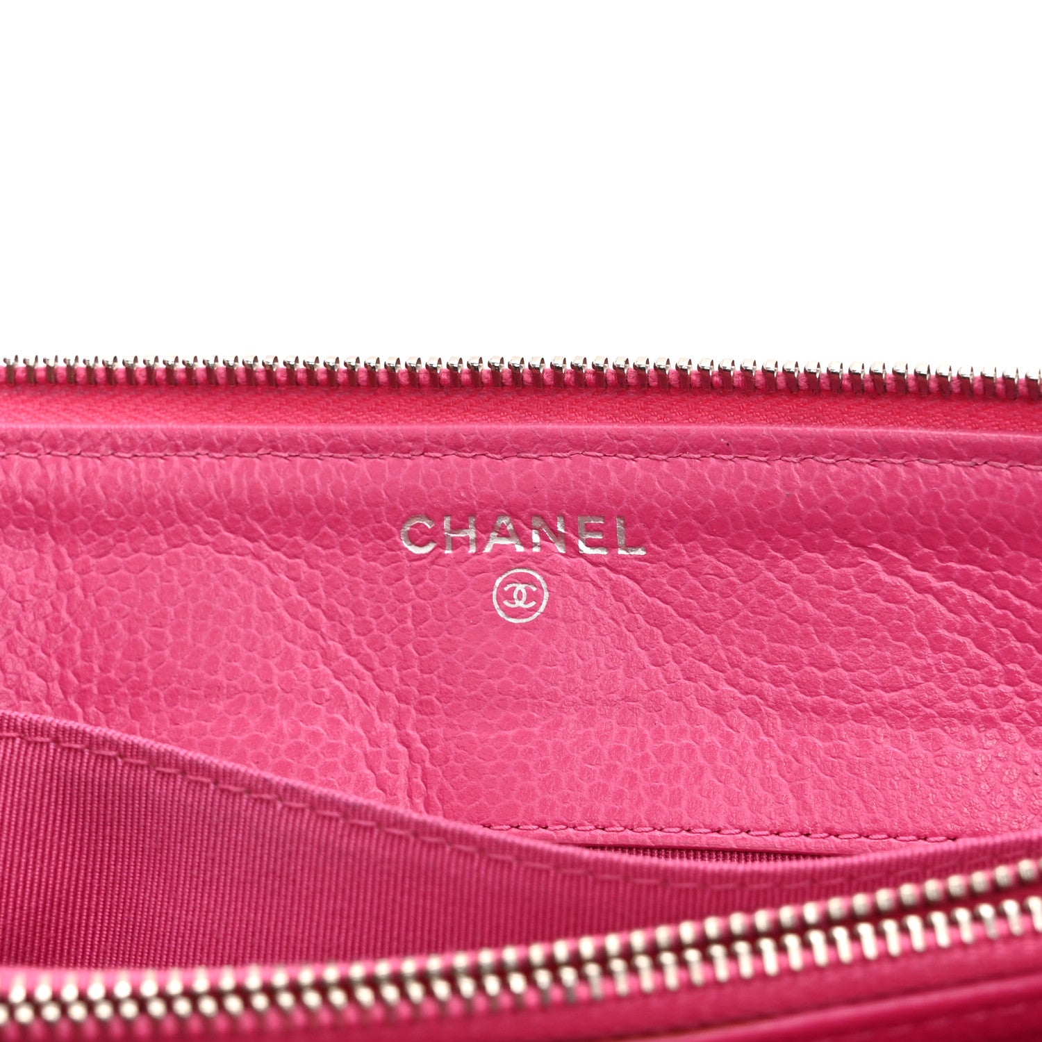 Chanel Caviar Quilted Enamel Zipped Clutch  Pink 6 of 11