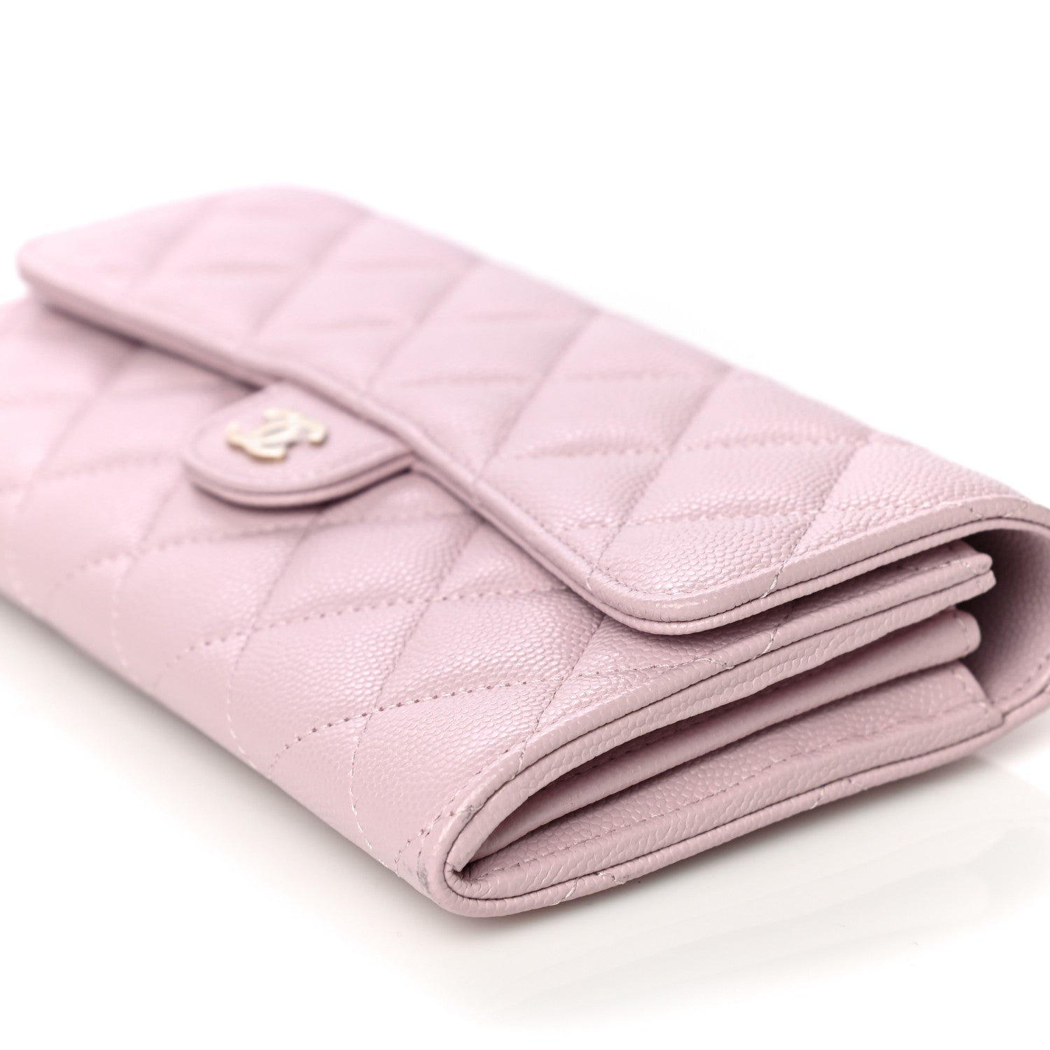 Chanel Caviar Quilted Large Gusset Flap Wallet Light Pink 11 of 12