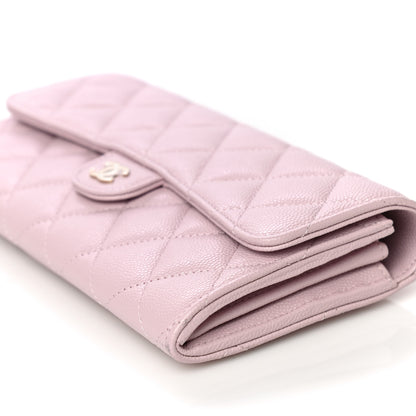 Chanel Caviar Quilted Large Gusset Flap Wallet Light Pink 11 of 12