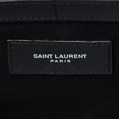 Saint Laurent Calfskin Crocodile Embossed Large Manhattan Shopper Tote Black 6 of 9