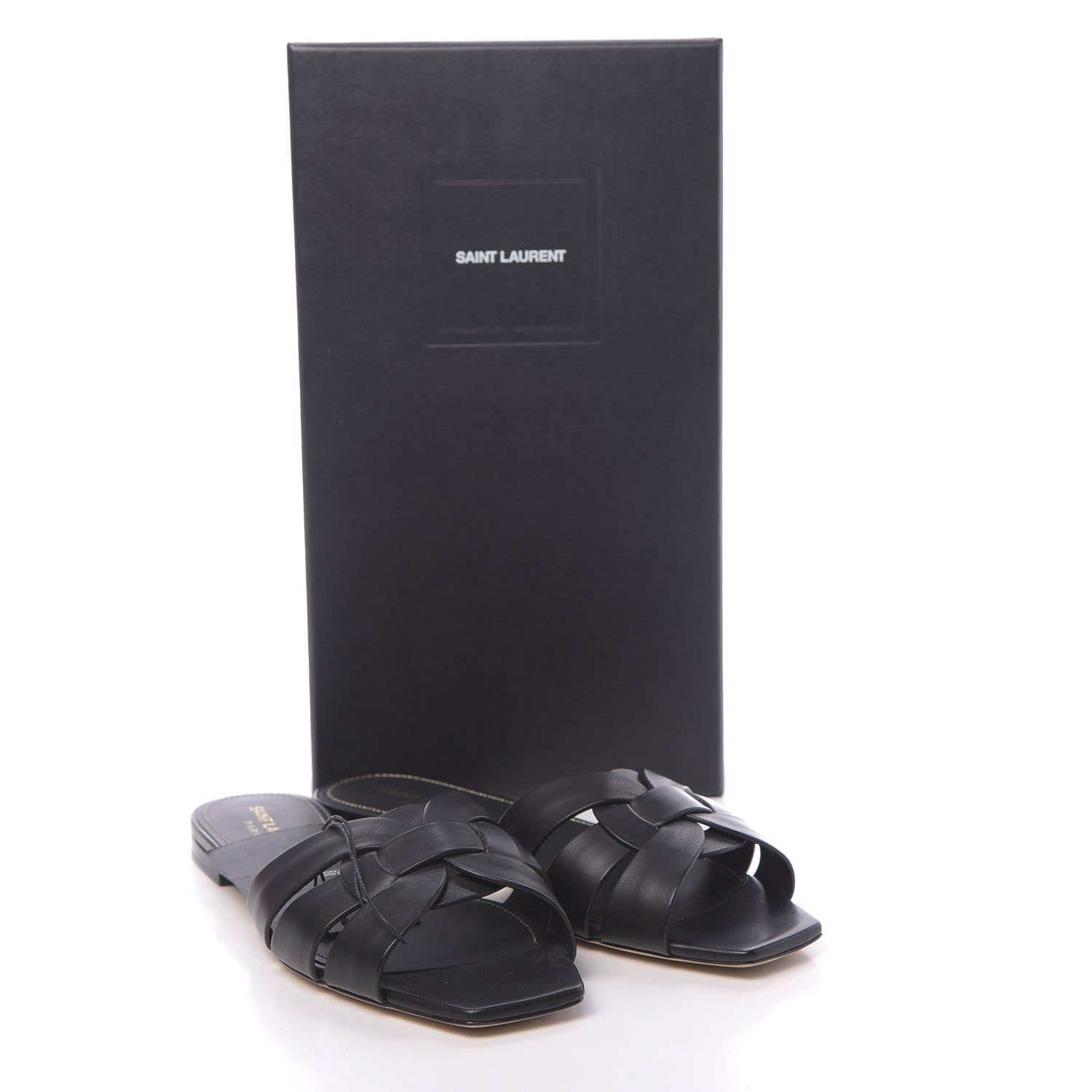 Saint Laurent Calfskin Nu Pied 05 Slide Sandals 38.5 Black 9 of 9