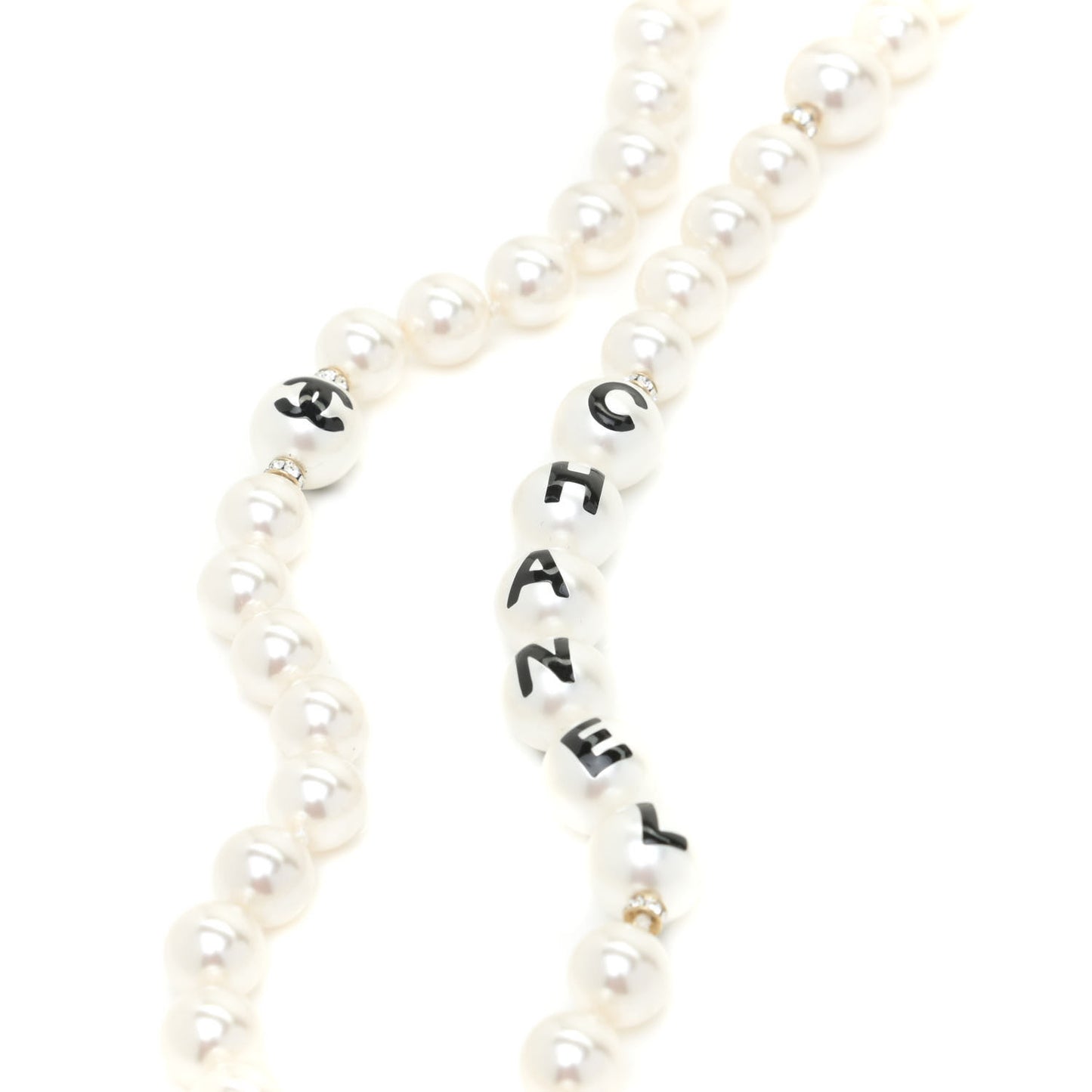 Crystal Pearl CC Long Multi Strand Necklace Gold