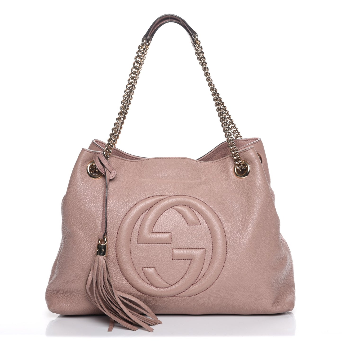 Pebbled Calfskin Medium Soho Chain Shoulder Bag Dark Cipria