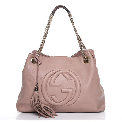 Gucci Pebbled Calfskin Medium Soho Chain Shoulder Bag Dark Cipria 1 of 8