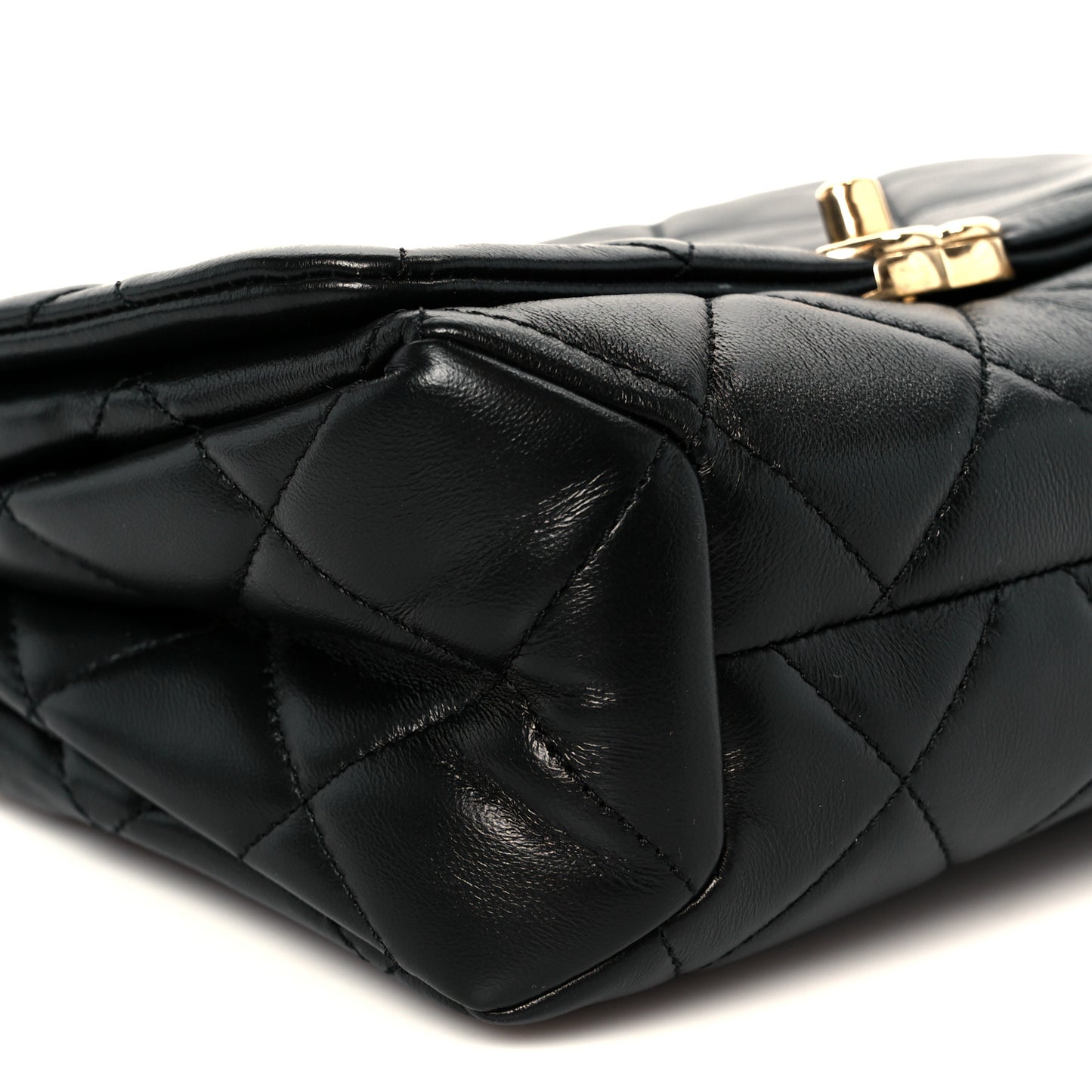 Lambskin Quilted Small Color Match Flap Black