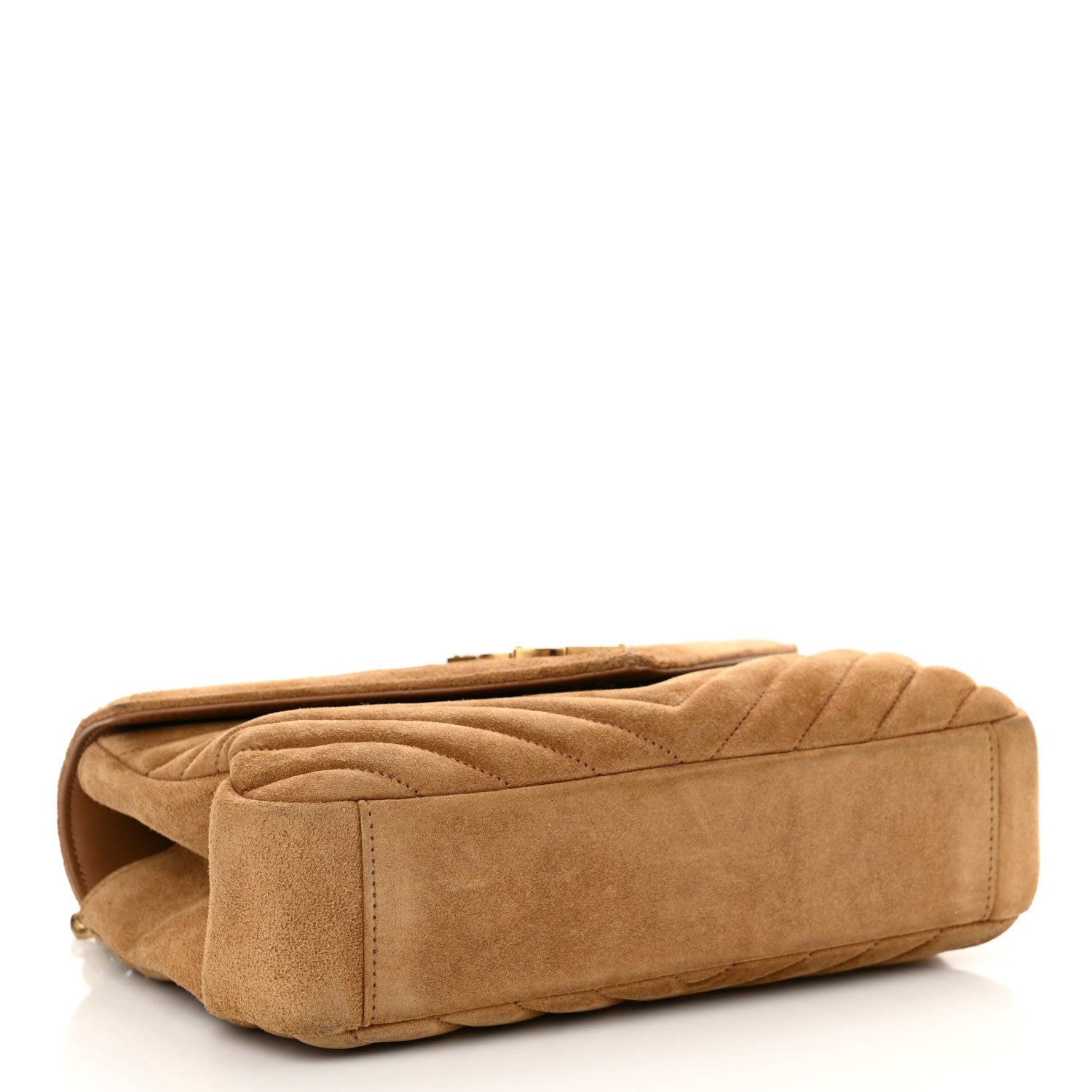 Saint Laurent Suede Matelasse Chevron Monogram Medium College Bag Cinnamon 4 of 11