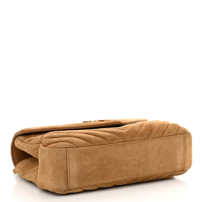 Saint Laurent Suede Matelasse Chevron Monogram Medium College Bag Cinnamon 4 of 11