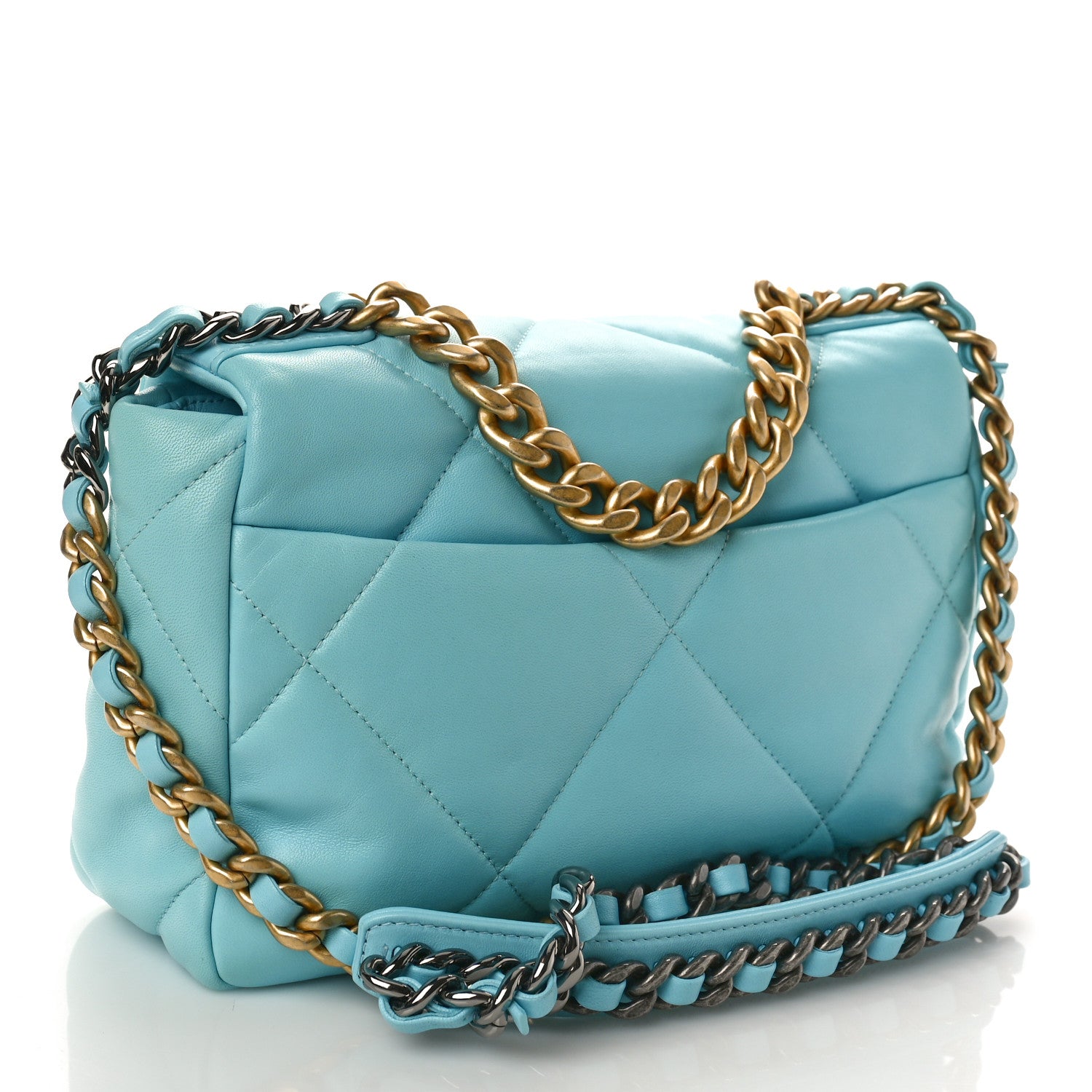 Chanel Lambskin Quilted Medium Chanel 19 Flap Light Blue 3 of 9