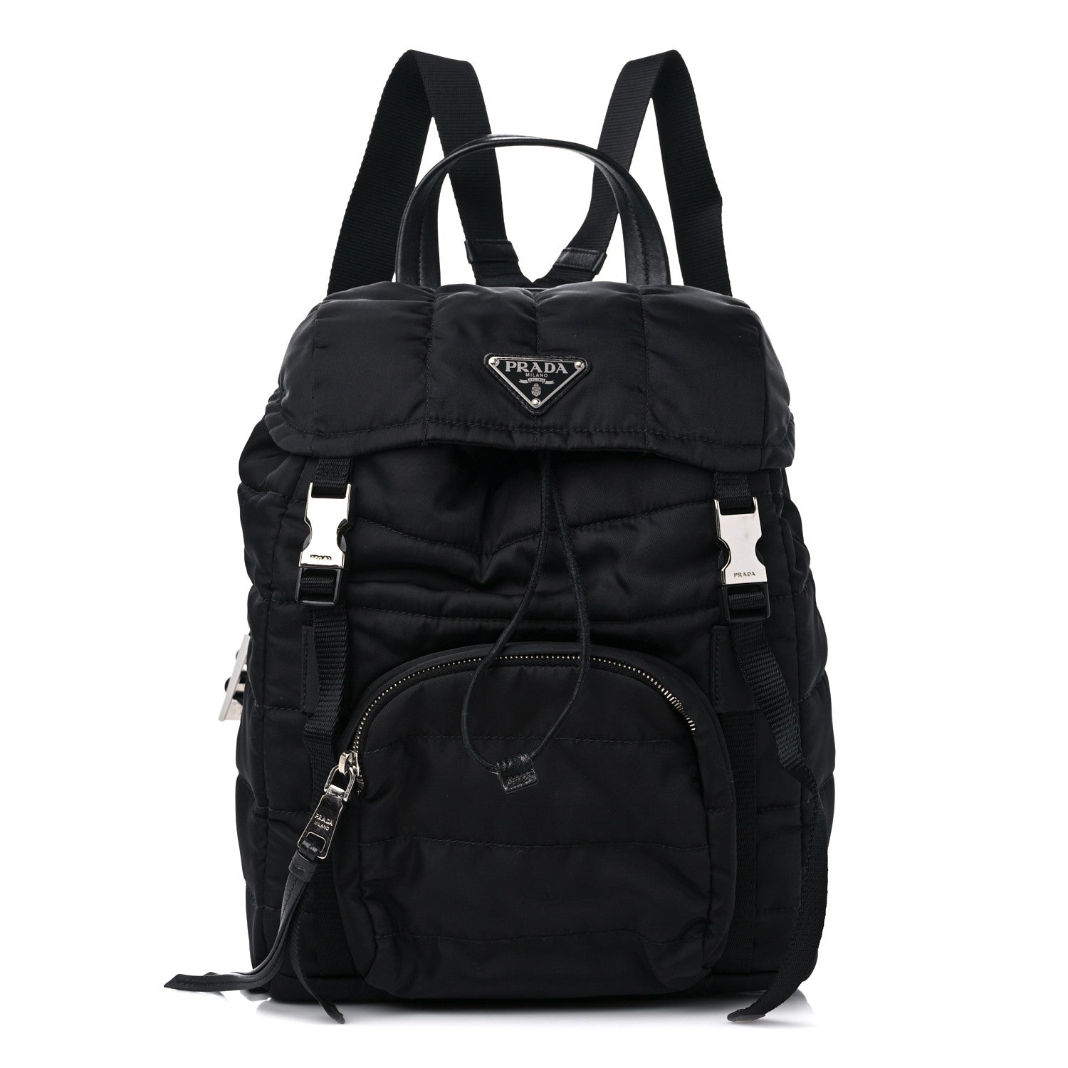 Prada Tessuto Nylon Quilted Double Buckle Backpack Black 1 of 9