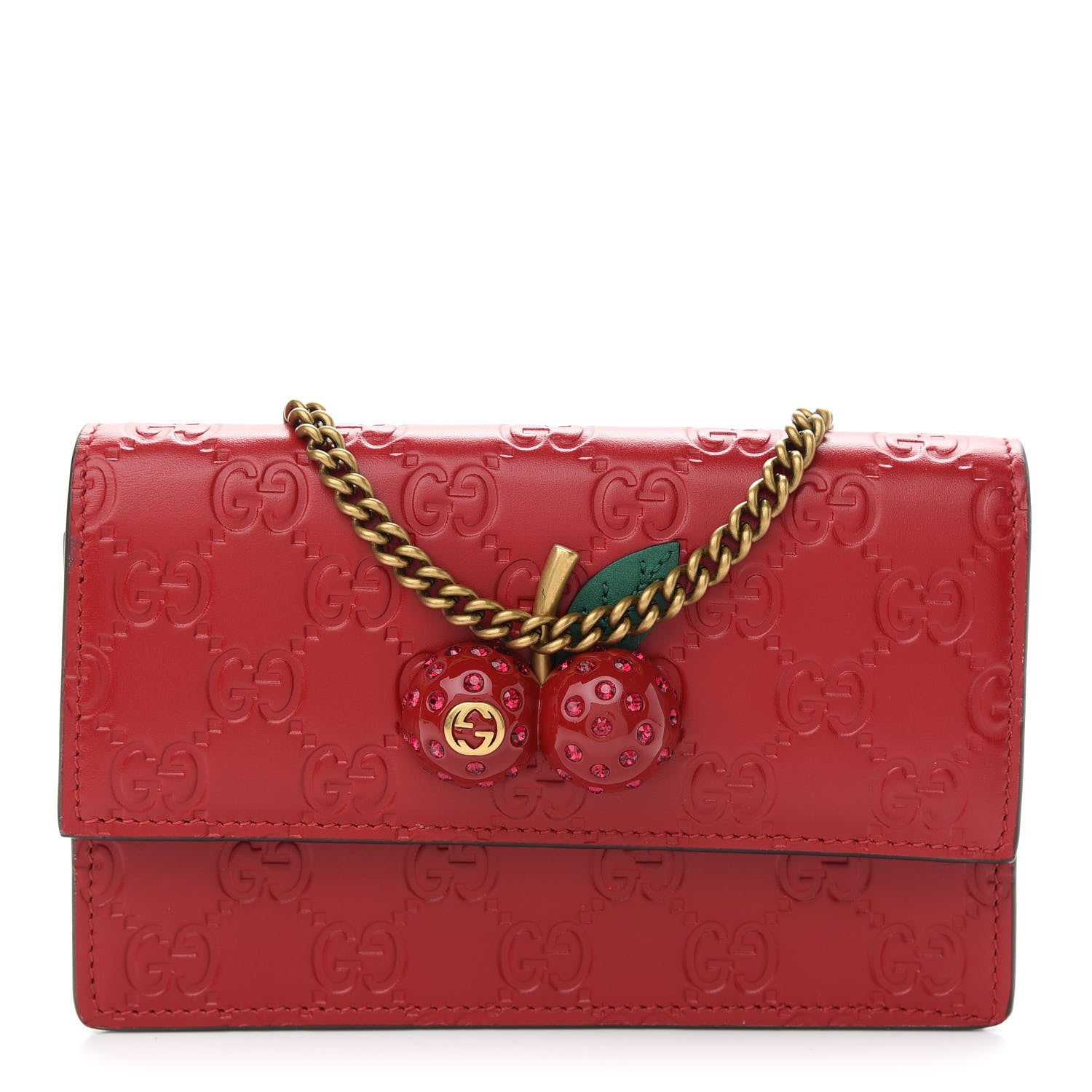 Gucci Guccissima Mini Cherry Chain Bag Hibiscus Red 1 of 8