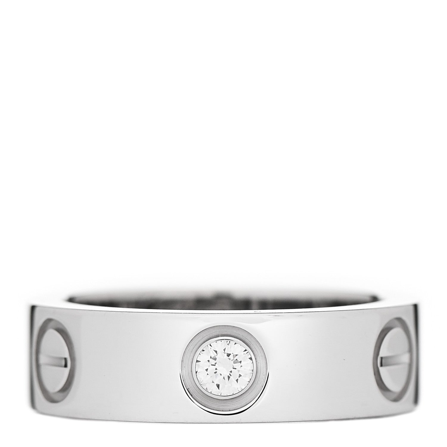 Cartier 18K White Gold 3 Diamond 5.5mm LOVE Ring 50 5.25 1 of 5