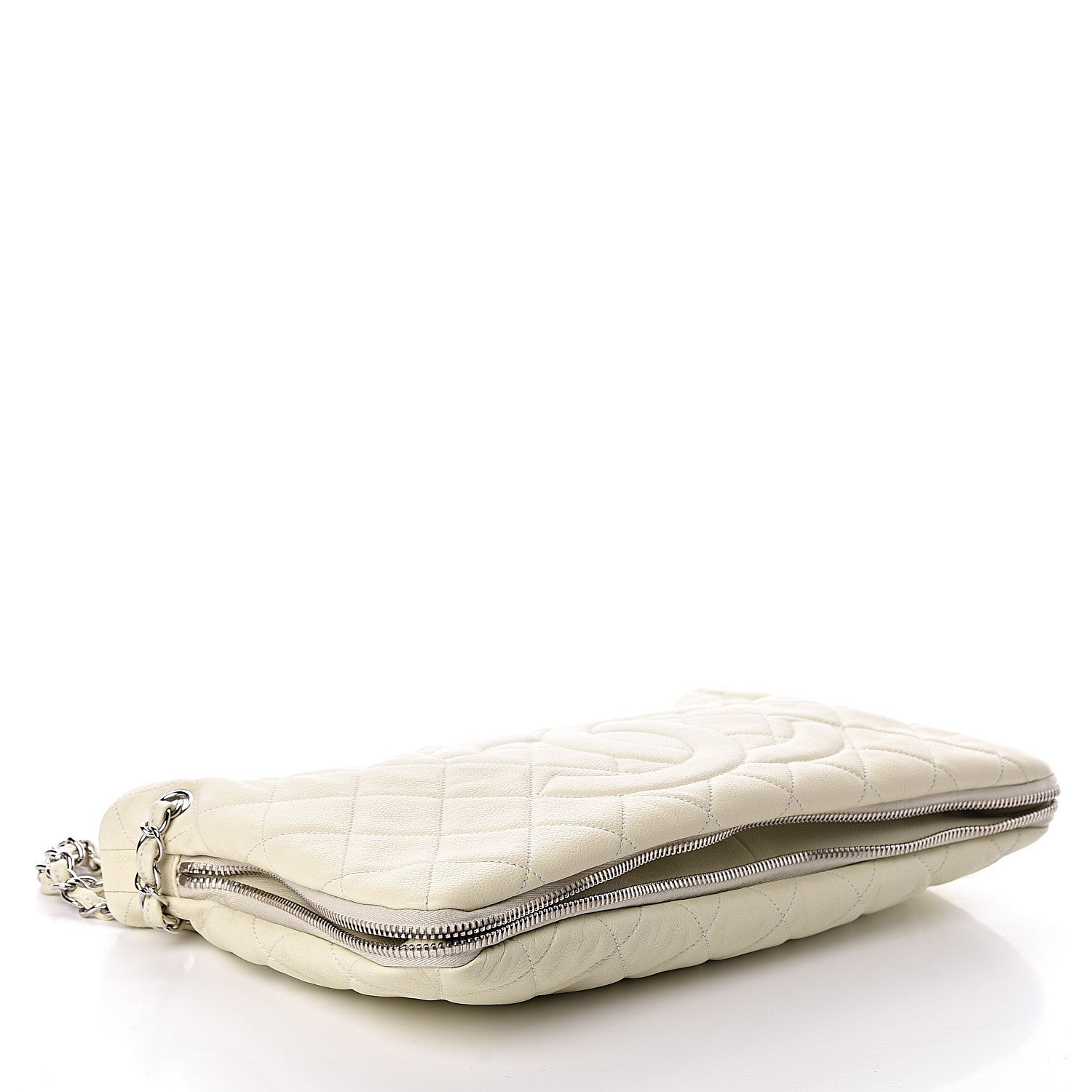 Chanel Caviar Quilted Expandable Zip Shoulder Bag White 4 of 15