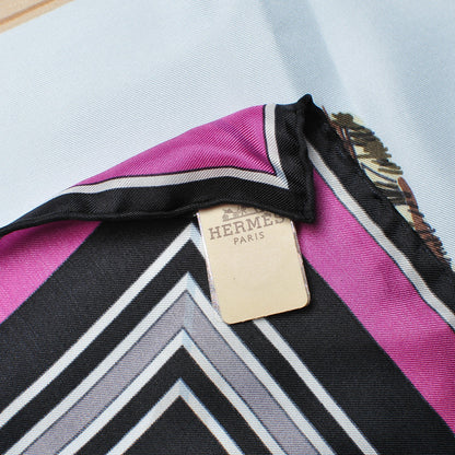 Hermes Silk Couvertures Et Tenues de Jour Scarf 140 Gris Perle Fuchsia Black 11 of 14