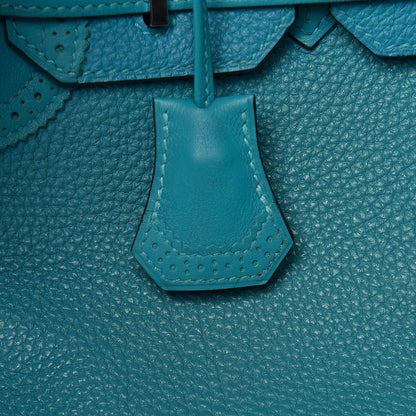Hermes Togo Swift Ghillies Birkin 30 Turquoise 20 of 29