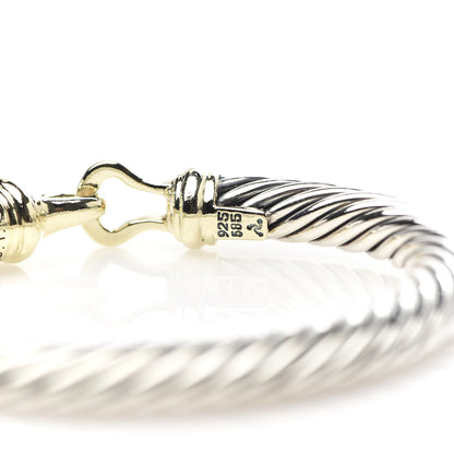 David Yurman Sterling Silver 14K Yellow Gold 7mm Cable Classic Buckle Bracelet 4 of 6