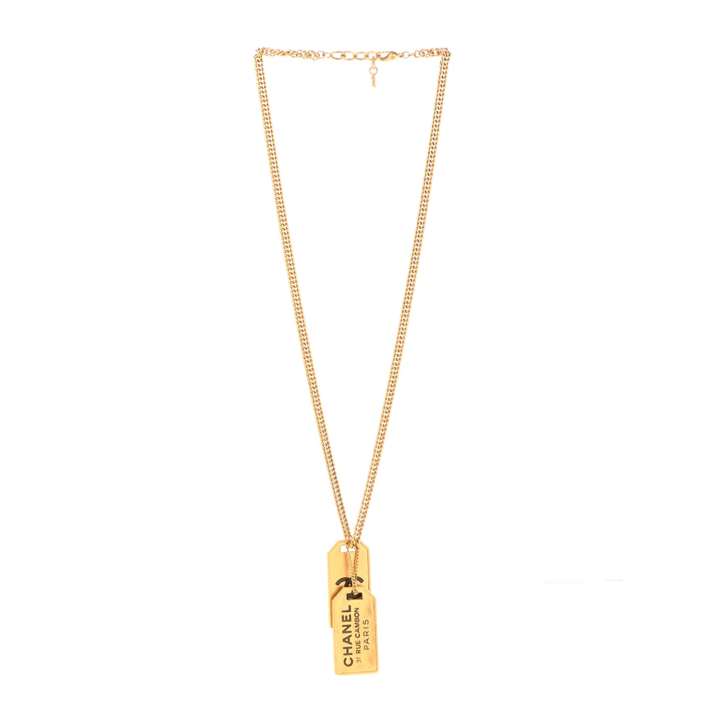 ID Dog Tag Charm Necklace Gold