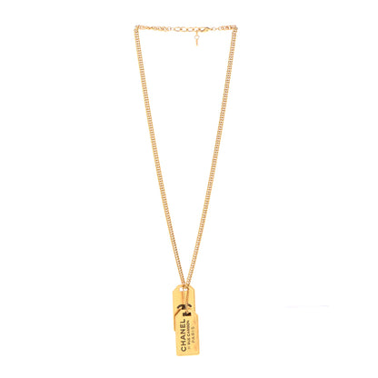 Chanel ID Dog Tag Charm Necklace Gold 3 of 6