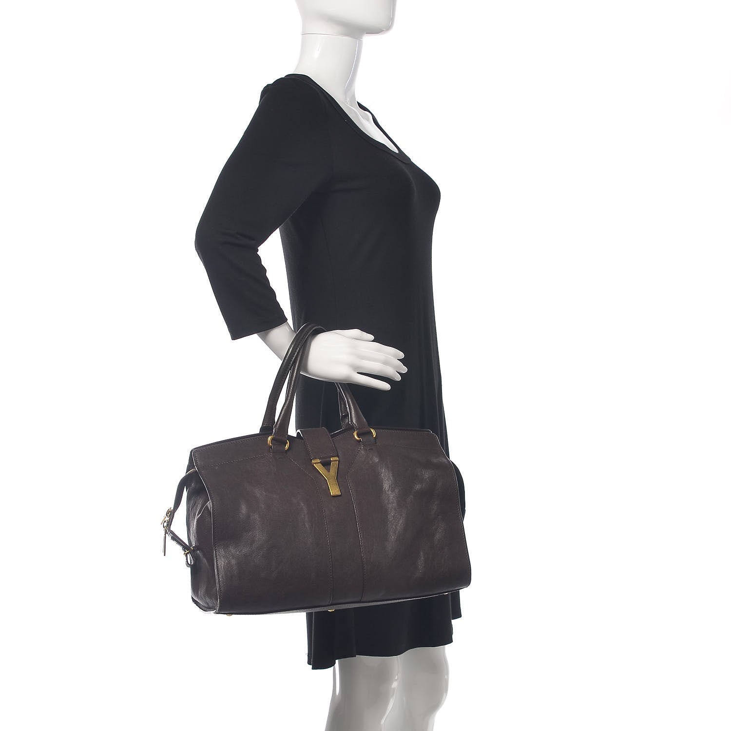 Saint Laurent Sheepskin Medium Cabas ChYc Dark Brown 2 of 23
