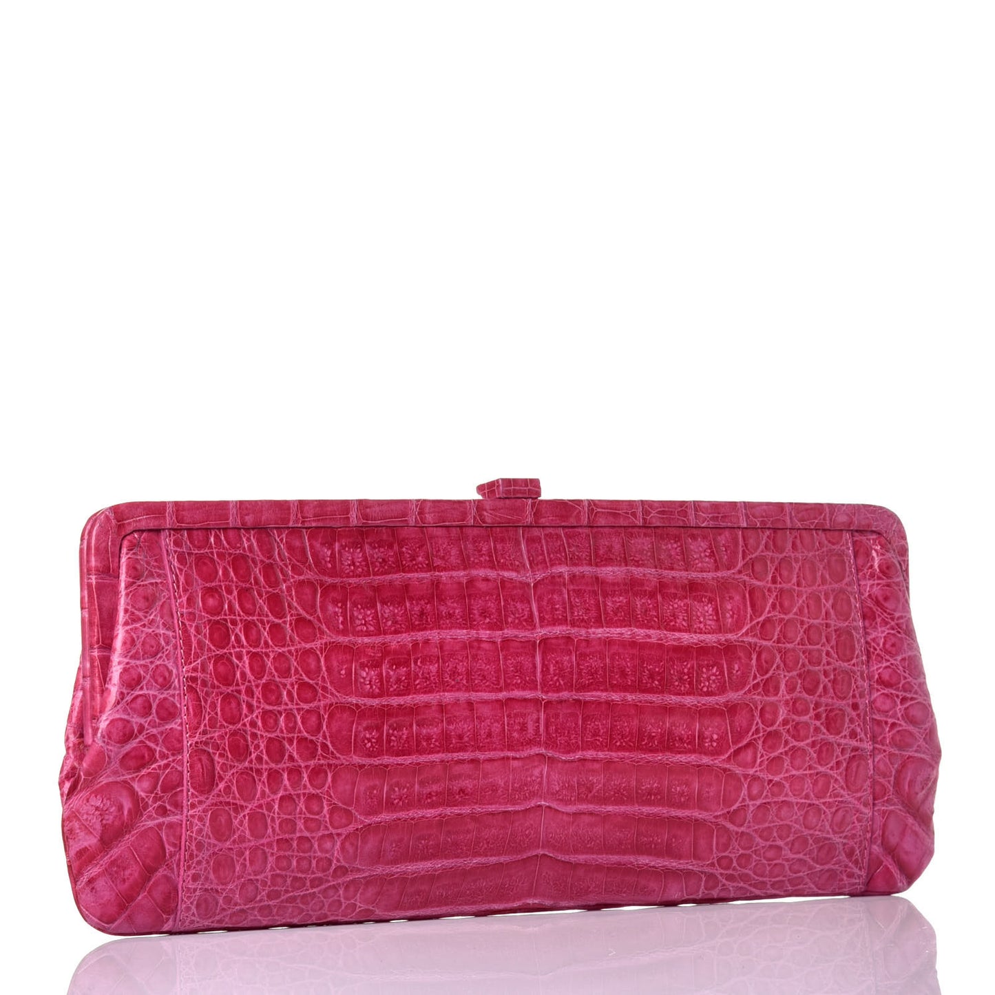 Crocodile Frame Clutch Fuchsia