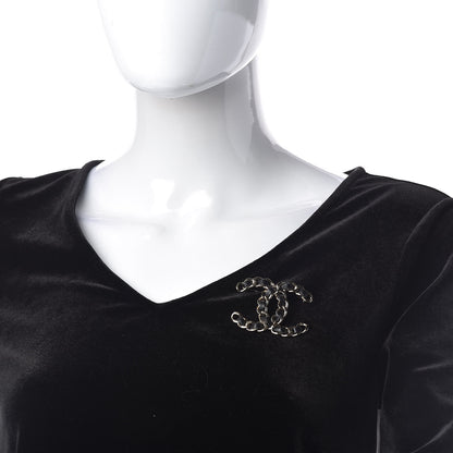 Chanel Lambskin Chain CC Brooch Black Gold 2 of 4