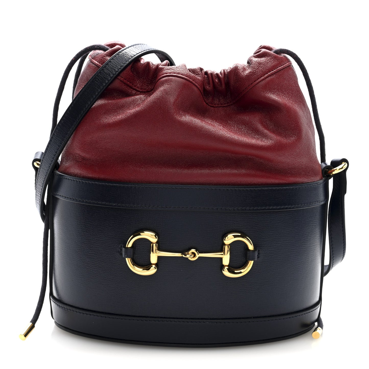 Azalea Sakai Be Green Calfskin Horsebit 1955 Drawstring Bucket Bag Blue New Cherry Red