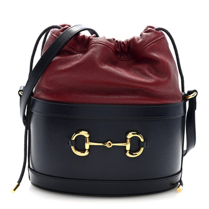 Gucci Azalea Sakai Be Green Calfskin Horsebit 1955 Drawstring Bucket Bag Blue New Cherry Red 1 of 10