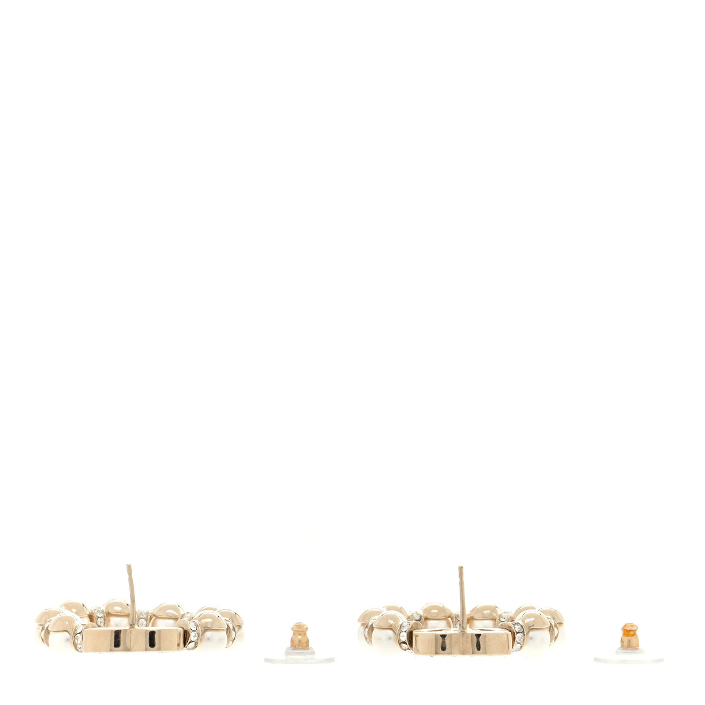 Pearl Crystal Earrings Light Gold White