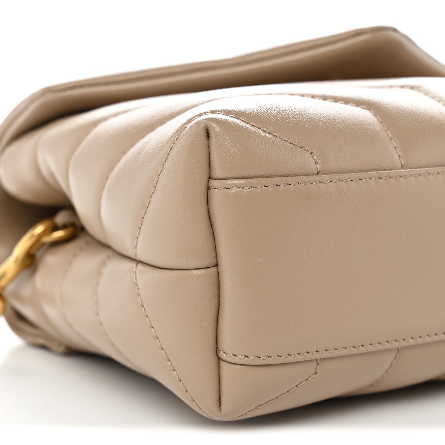 Saint Laurent Calfskin Y Quilted Monogram Toy Loulou Crossbody Bag Dark Beige 9 of 10